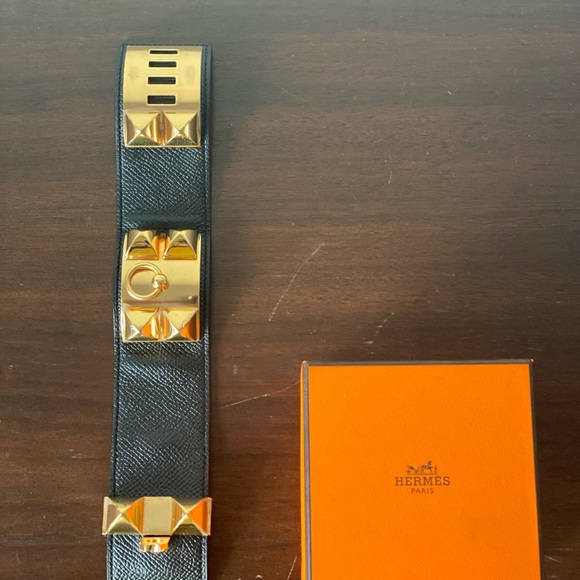 HERMES CDC Collier de Chien BRACELET in Epsom Leather with Gold Hardware LARGE - Picture 6 of 9
